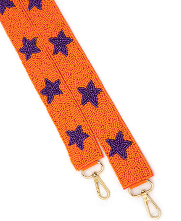 Beaded Stars Bag Strap - Purple/Orange