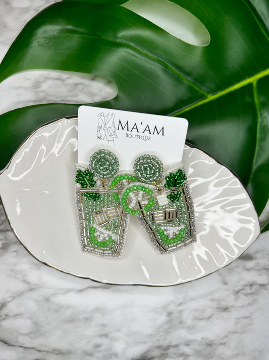 Mint Julep Beaded Earrings