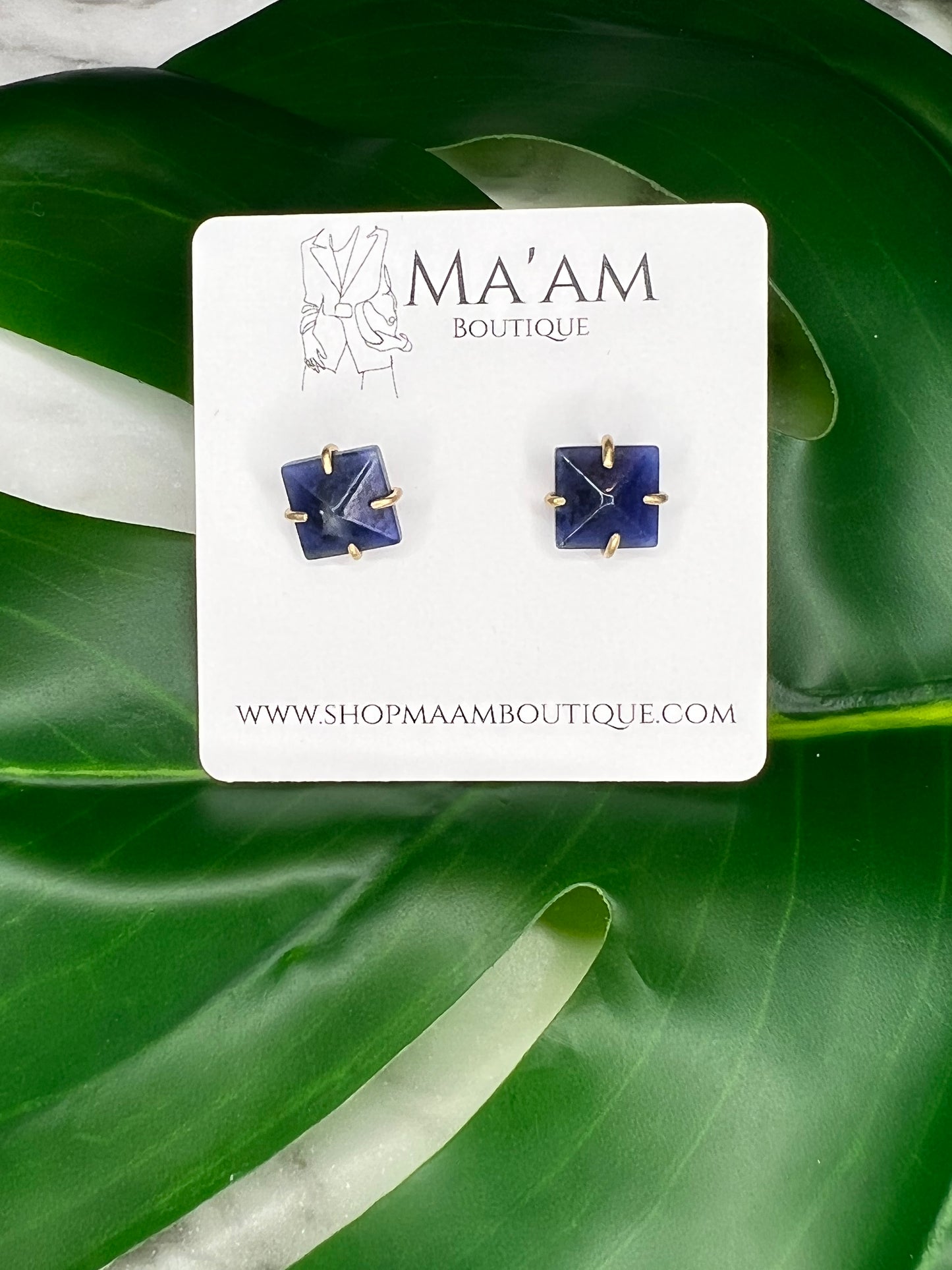 Square Stone Stud