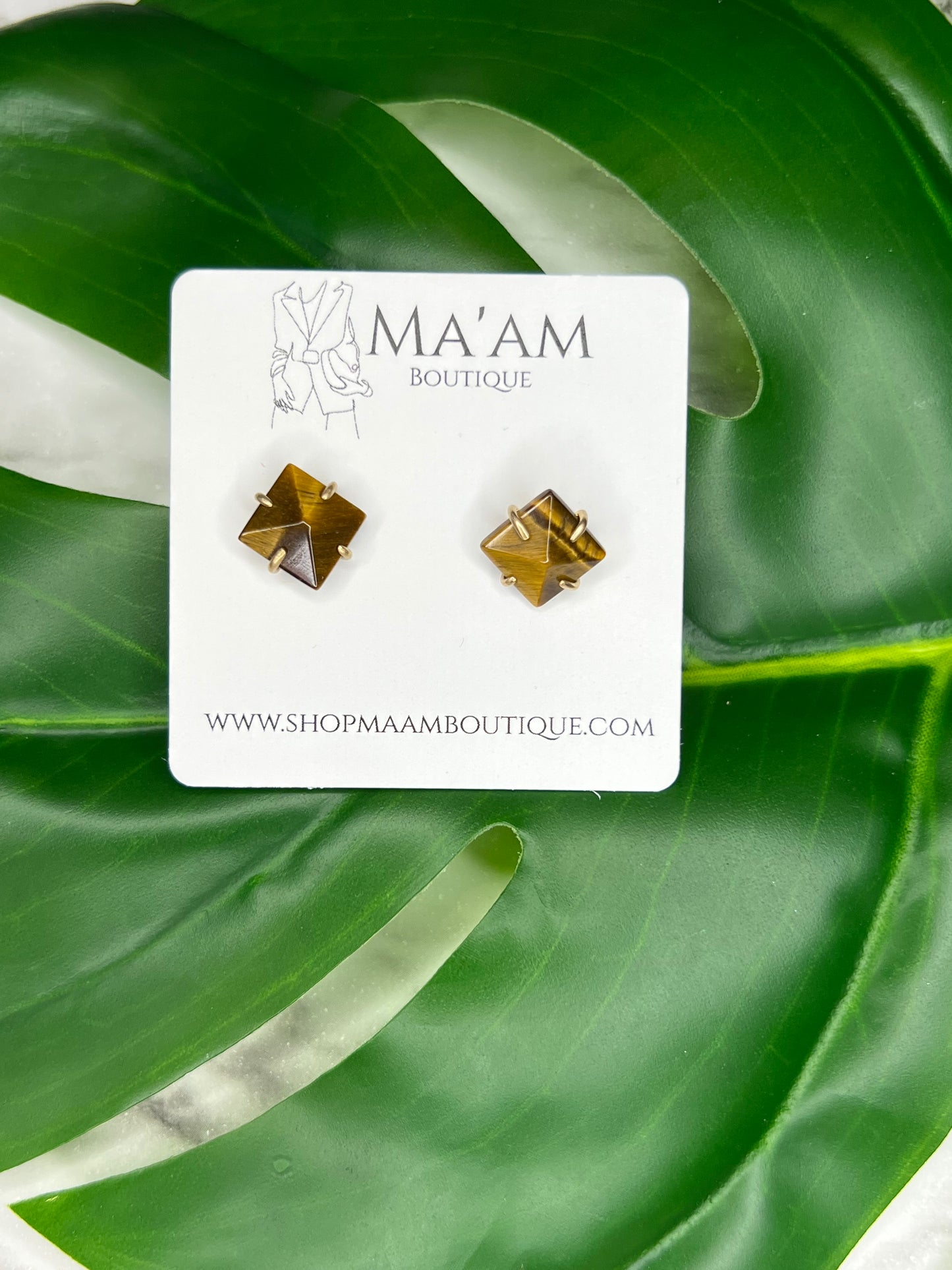 Square Stone Stud