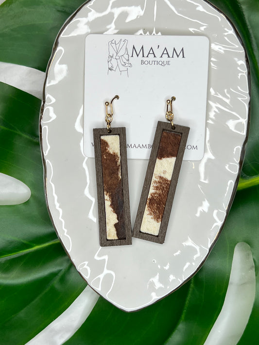 Cowhide Rectangle Earrings