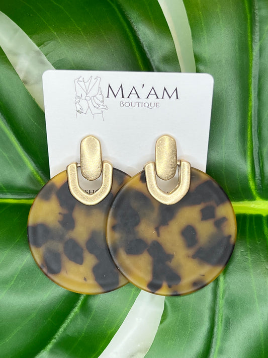 Tortoise Disk Earrings