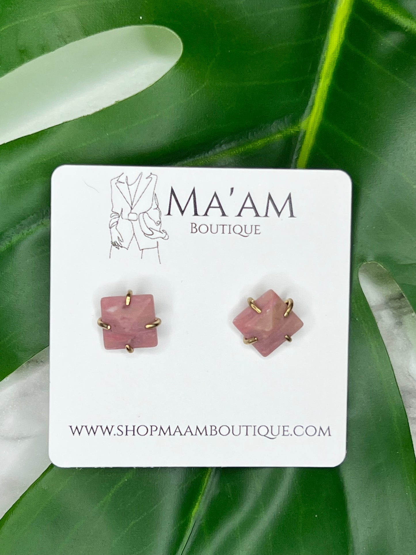 Square Stone Stud