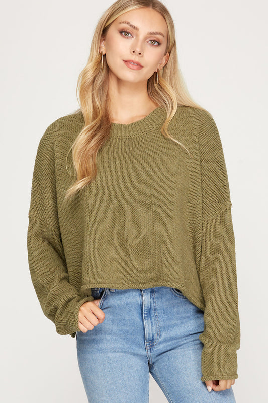 Cropped Knit Sweater